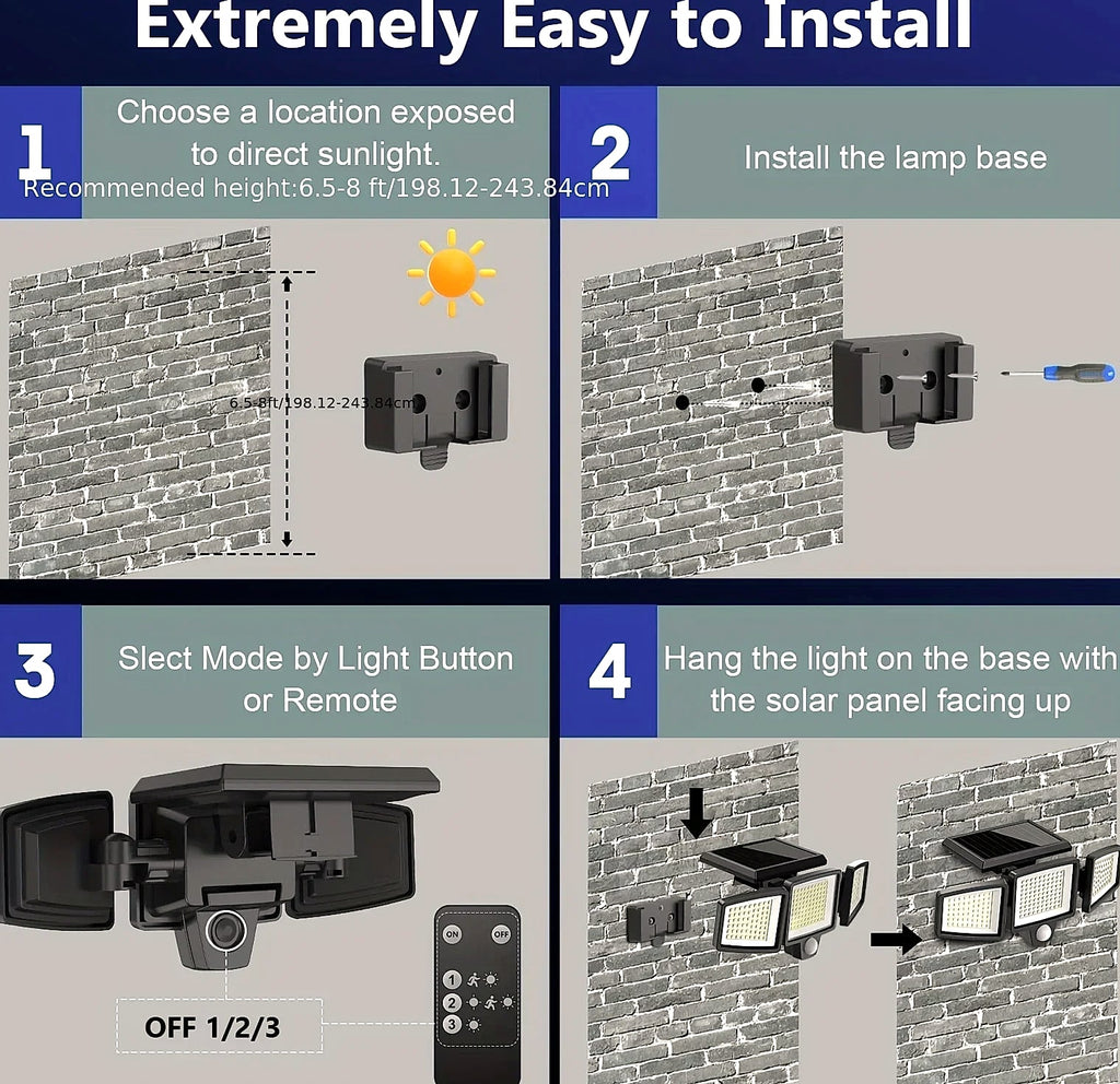 SZRSTH 3-Head Solar Motion Sensor Security Light