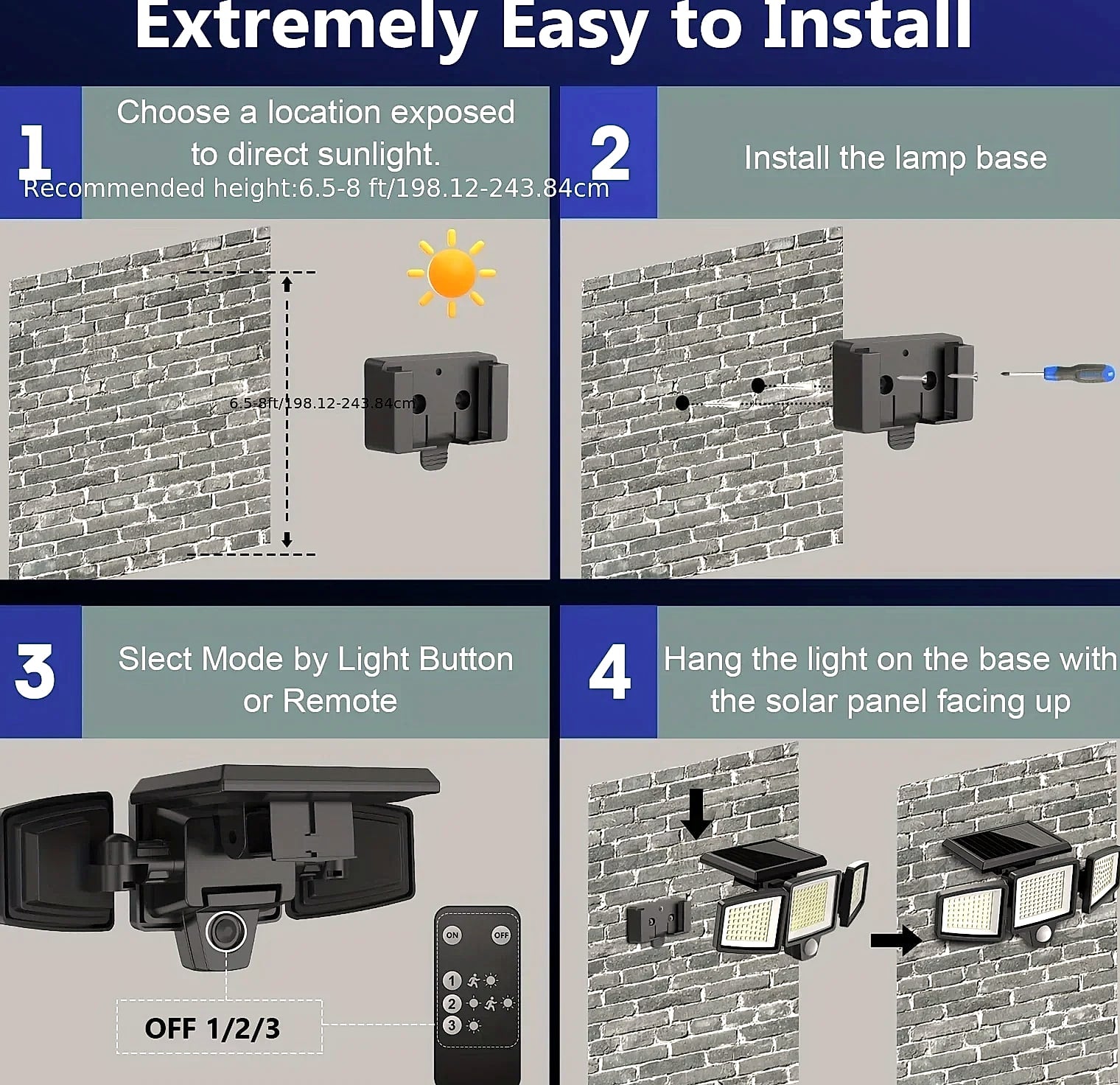 SZRSTH 3-Head Solar Motion Sensor Security Light