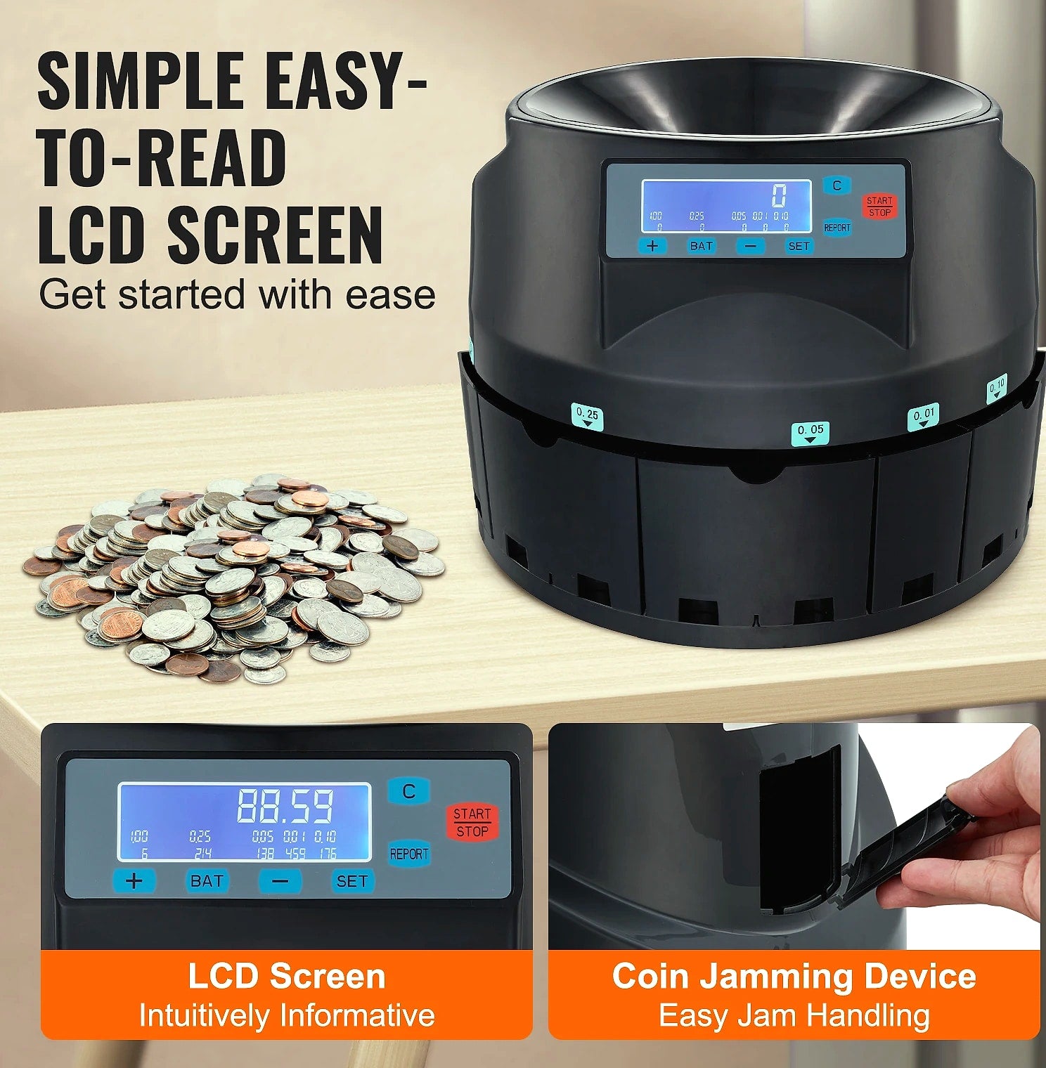 SucceBuy Automatic Coin Sorter Counter, 230-300/Min, LED Display
