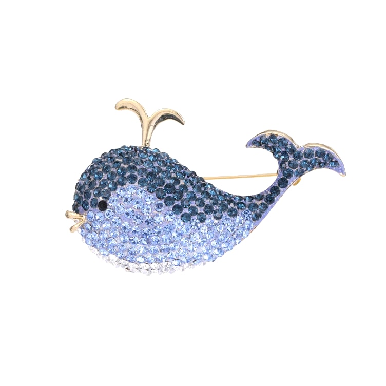 Women Clothing Accessories Pins Jewelry, Fashion Animal Blue Whale Brooch