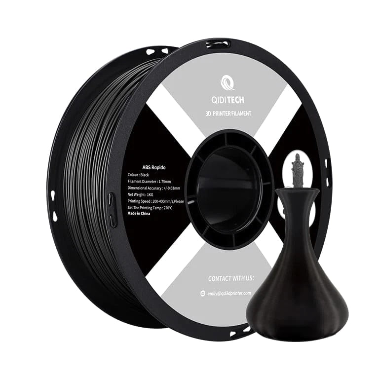ABS Filament 1.75mm, 3D Printer Material ABS Rapido 1kg Spool (2.2lbs), Black