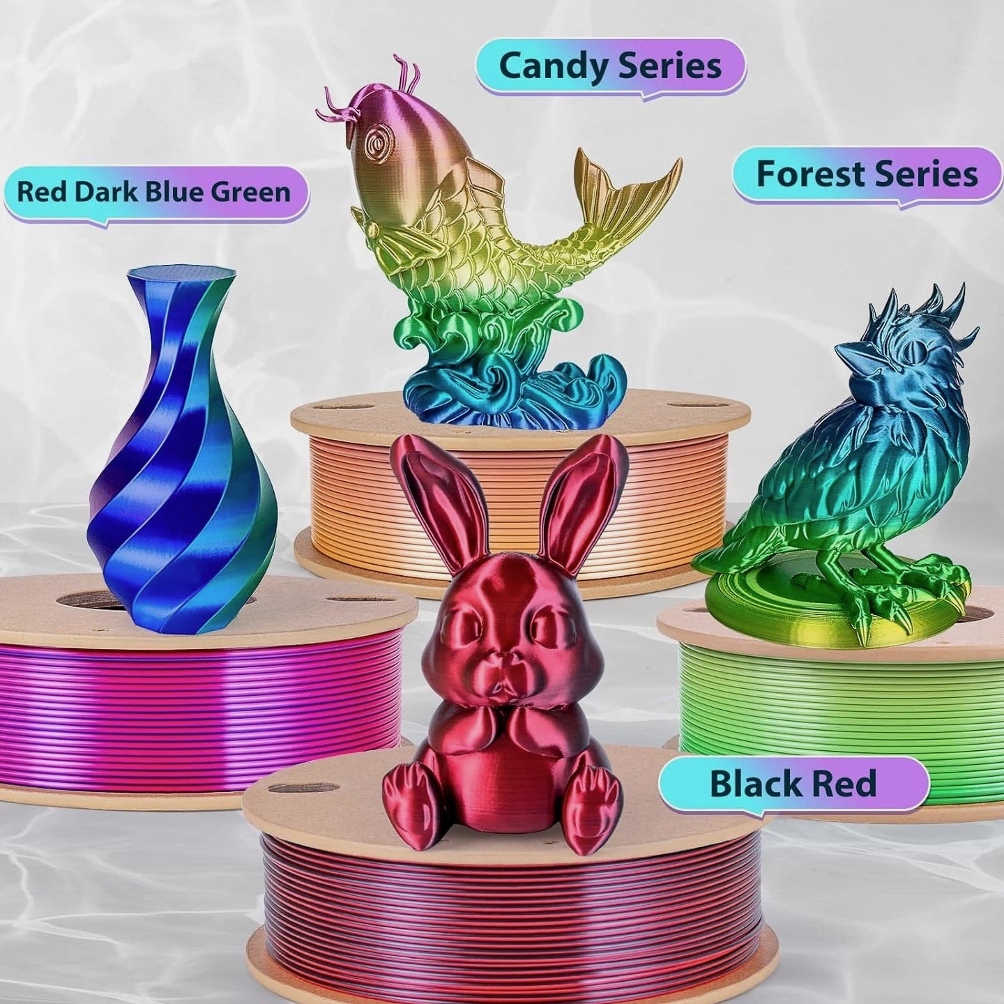 Silk Rainbow PLA Filament 1.75mm Silk PLA 3D Printer Filament Shiny Color Change Gradient