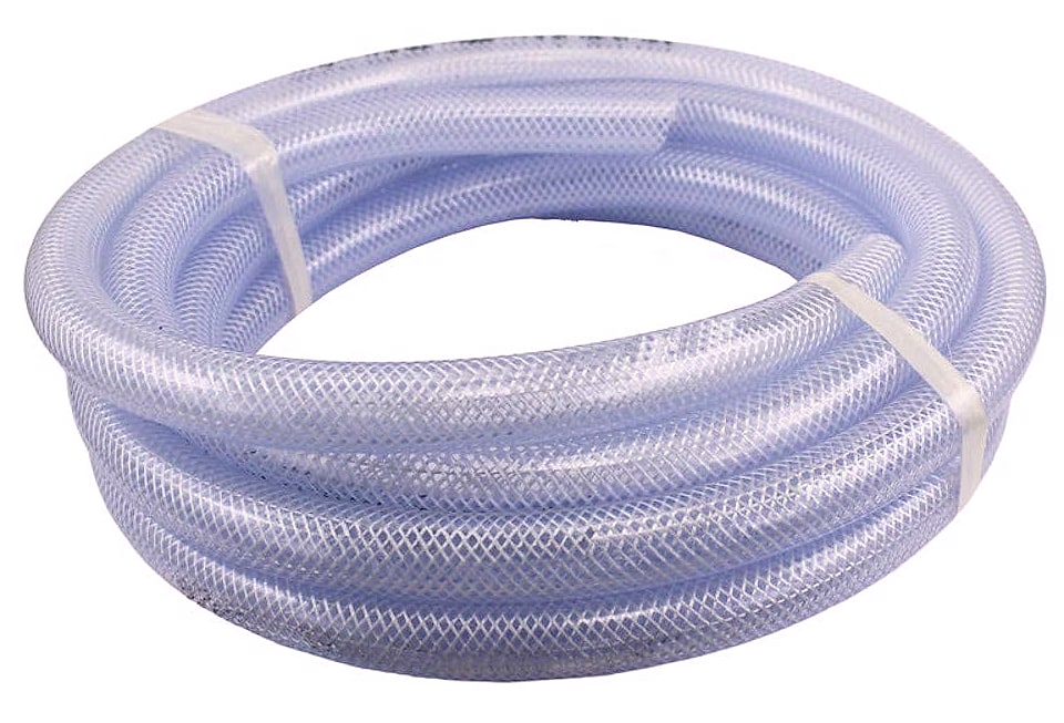 Duda Energy HPpvc100-025ft 25' x 1" ID High Pressure Braided Clear Flexible PVC Tubing Heavy Duty UV Chemical Resistant Vinyl Hose Water Oil