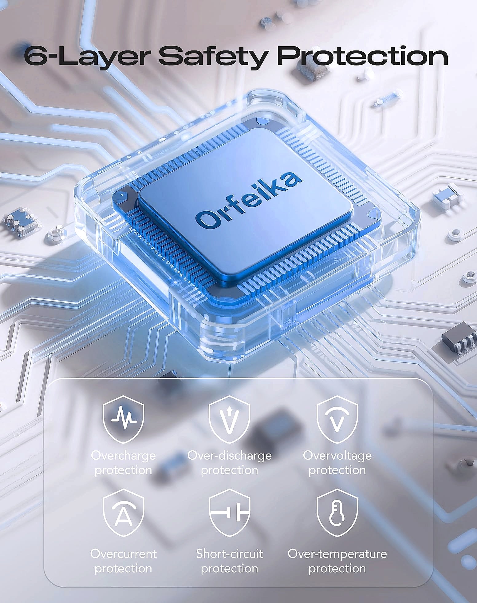 Orfeika 20000mAh Power Bank with 4 Built-in Cables