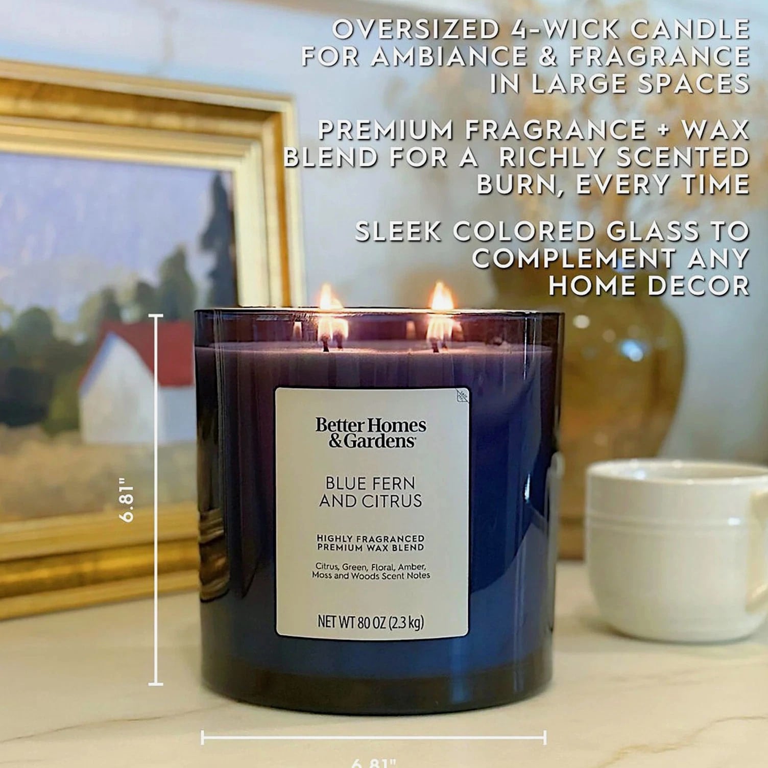 Better Homes & Gardens 4-Wick Large Oversized Jar Candle 80 oz