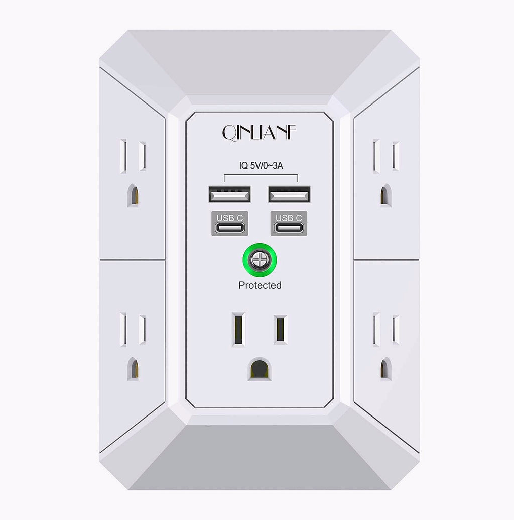 QINLIANF 5 Outlet Wall Charger with 4 USB Ports
