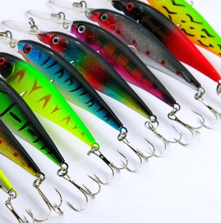 10 Piece Fishing Lure Set with Bell, 11cm Wobbler Baits