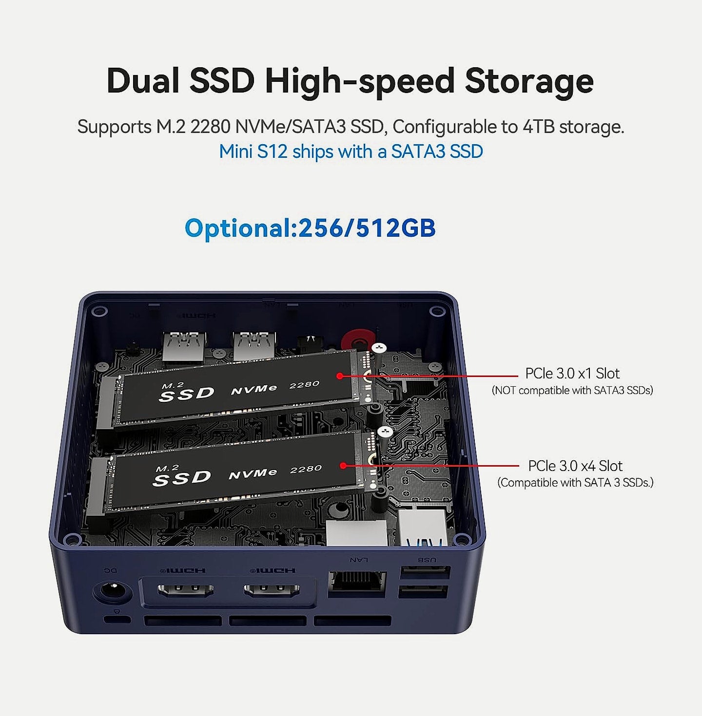 Beelink Mini S12 Intel N95 Mini PC, 12GB RAM 256GB SSD