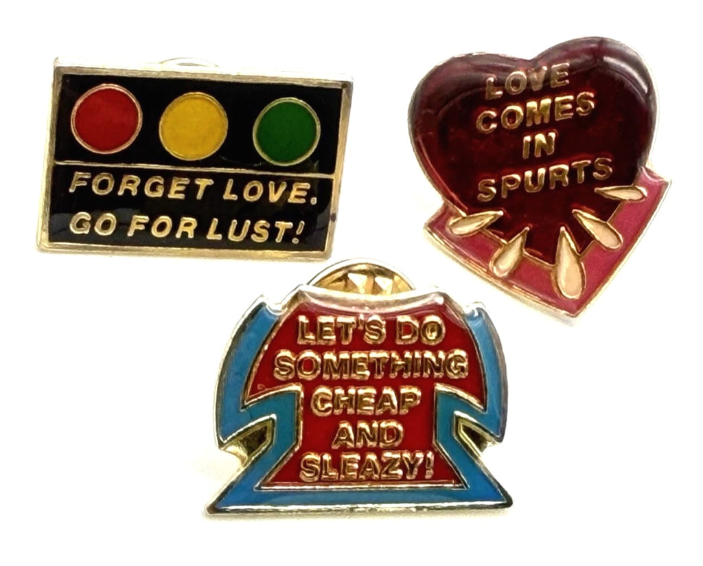 Lot of 11 Vtg 1988 Adult Humor Enamel Pins Novelty Retro Naughty Gag Gift