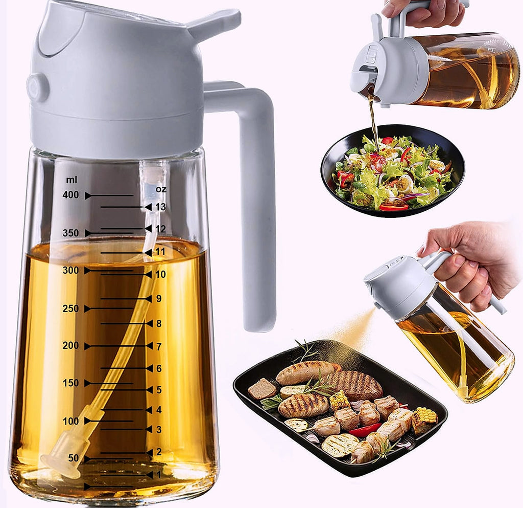 TrendPlain 16oz Glass Olive Oil Sprayer Bottle with Spray and Pour