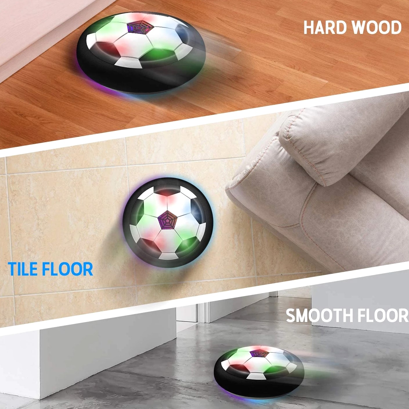 Boy Toys LED Hover Soccer Ball - Air Power Training Ball Playing Football