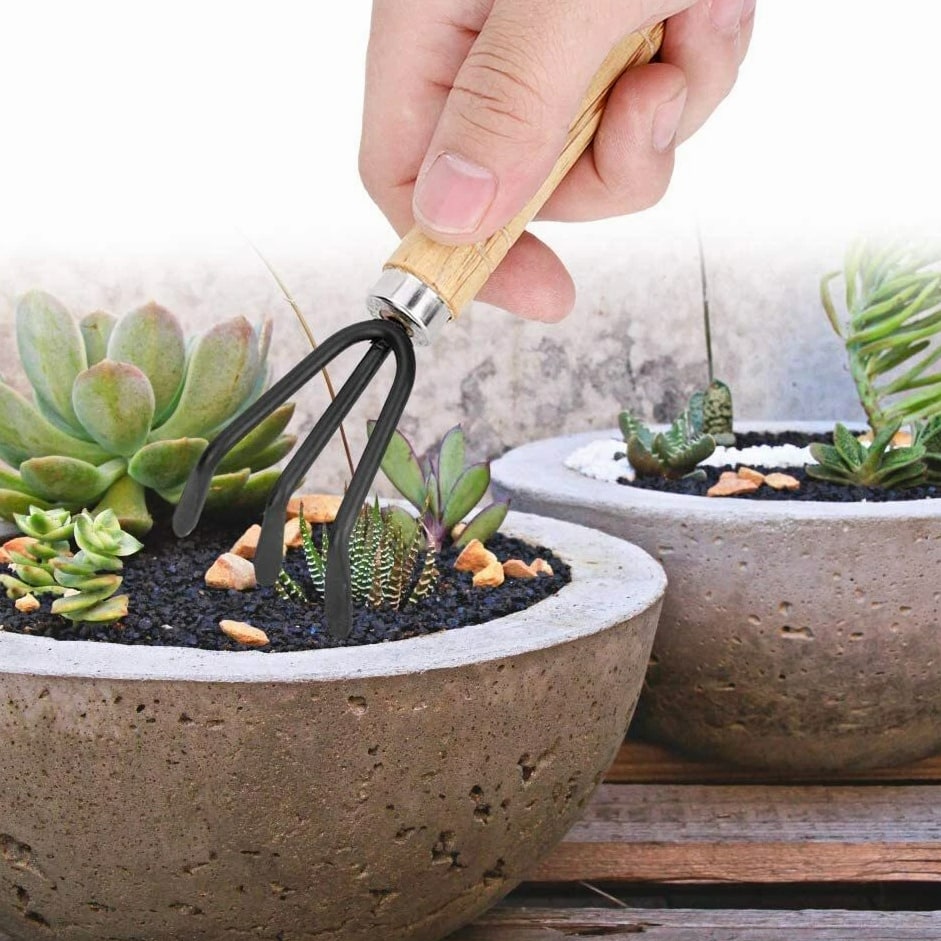 3pcs Garden Tools Set Mini Trowel Rake Shovel For Small Pot Plants Home Kit