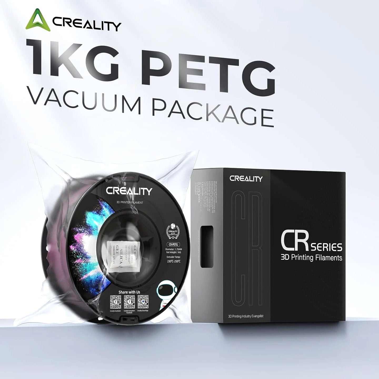 Creality PETG 3D Printer Filament 1.75Mm 1KG (2.2Lbs), Translucent Dual