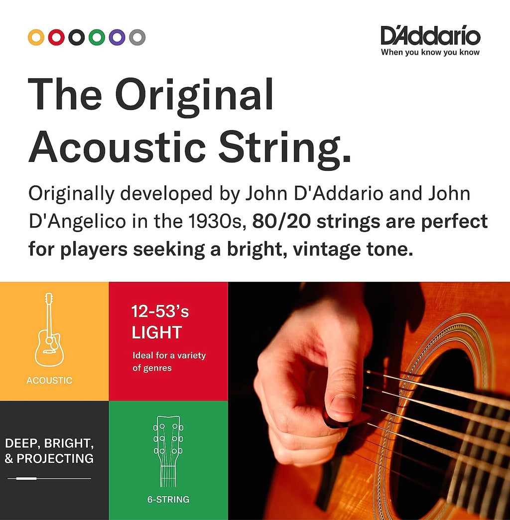 D'Addario EJ11 Acoustic Guitar Strings 80/20 Bronze Light Gauge
