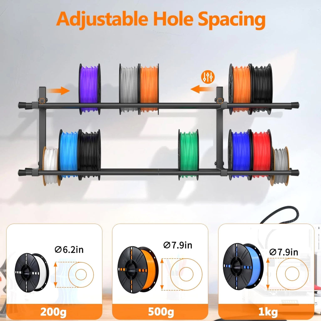 3D Printer Filament Storage Rack Wall Mount, Foldable Heavy Duty Metal Shelvi...