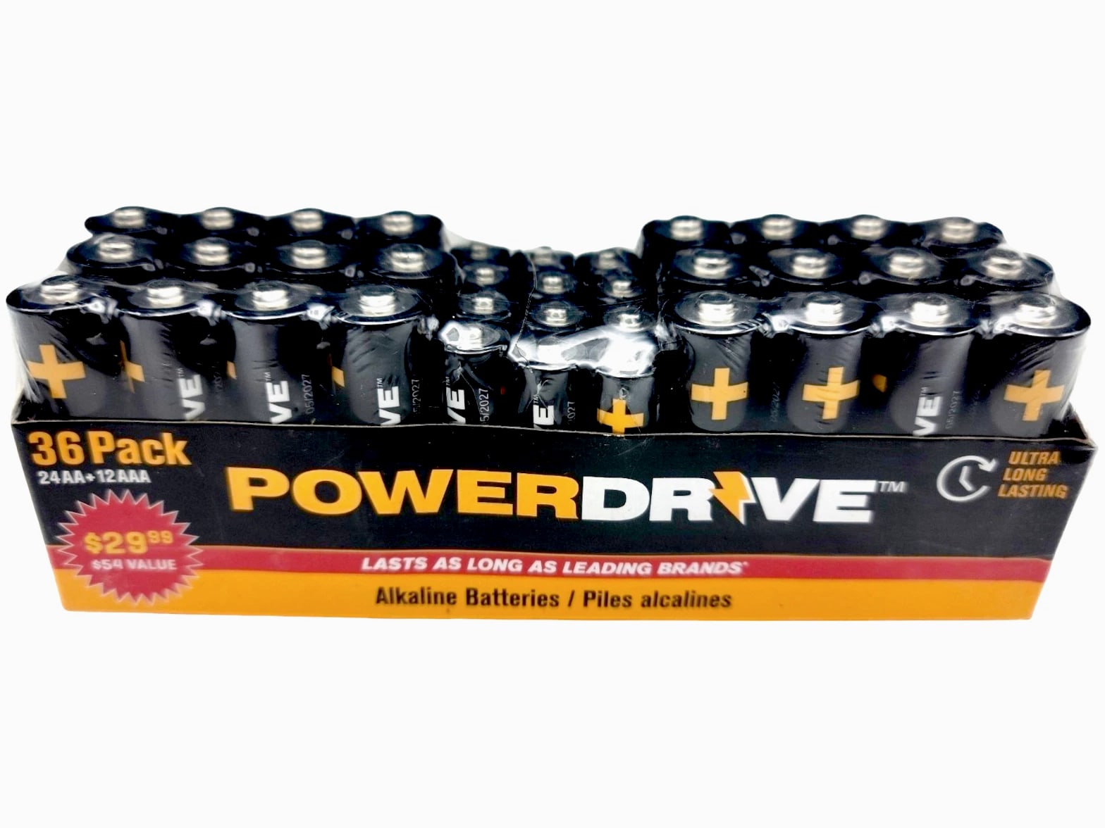 Powerdrive Disposable Batteries 24 AA and 12 AAA | Ultra Long Lasting | 36 Pack