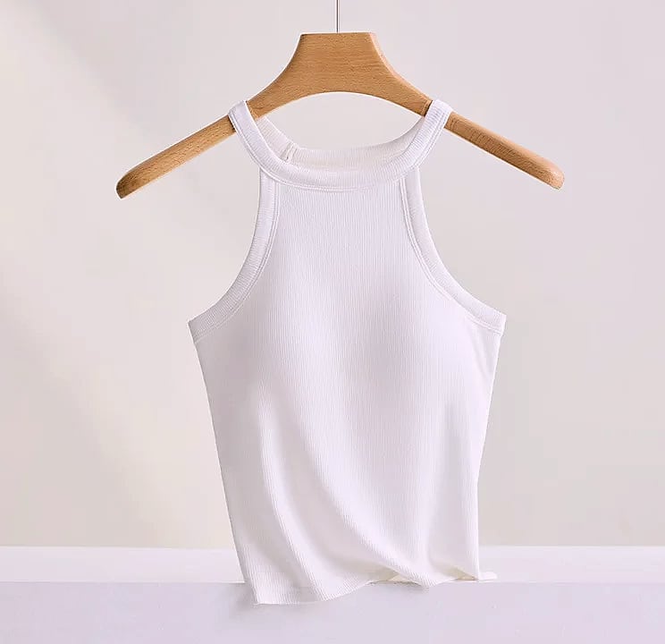 UBOWEN Threaded Halter Neck Camisole with Built-in Bra