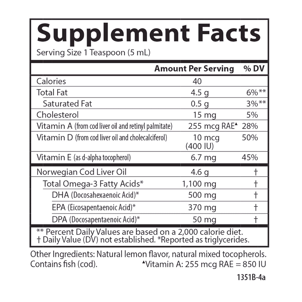 Carlson Cod Liver Oil 1100mg Omega-3 Liquid Fish Oil