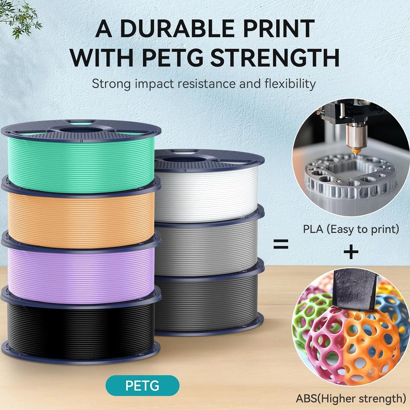PETG Filament 1.75Mm, Ultra Tough, Heat Optimized, Odorless, 4Kg(8.8Lbs) SUNLU P