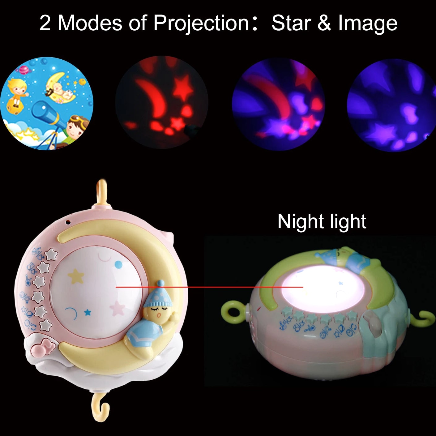 Mobile Baby Rattle Toy Cot Musical Light Bed Bell Kid Hanging Crib Nursery Gift