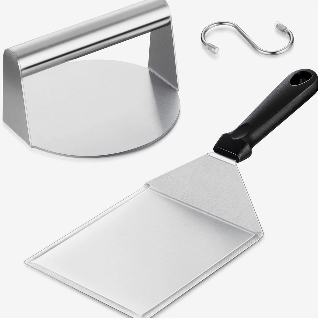 Smashed Burger Kit, Large Burger Spatula, 5½ inch Stainless Steel Burger Pres...