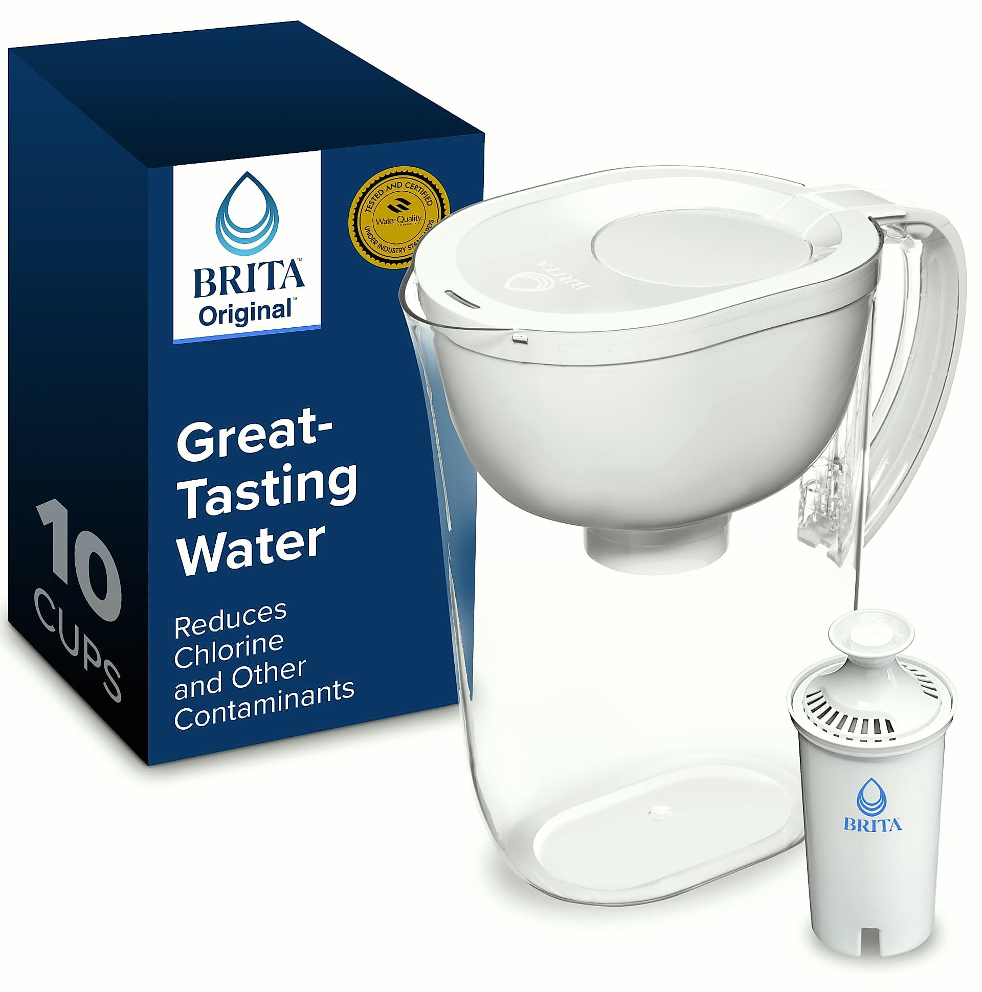 Brita Large 10-Cup Water Filter Pitcher, BPA-Free