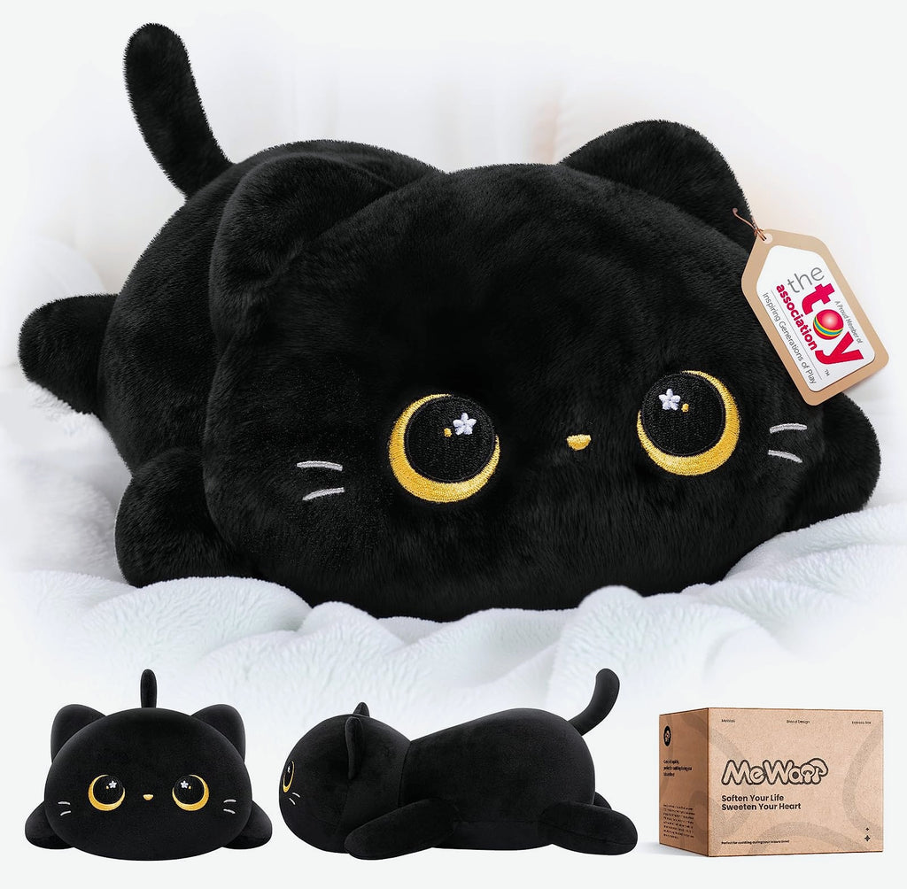 Mewaii 13 Inch Black Cat Plush Pillow Soft Stuffed Animal
