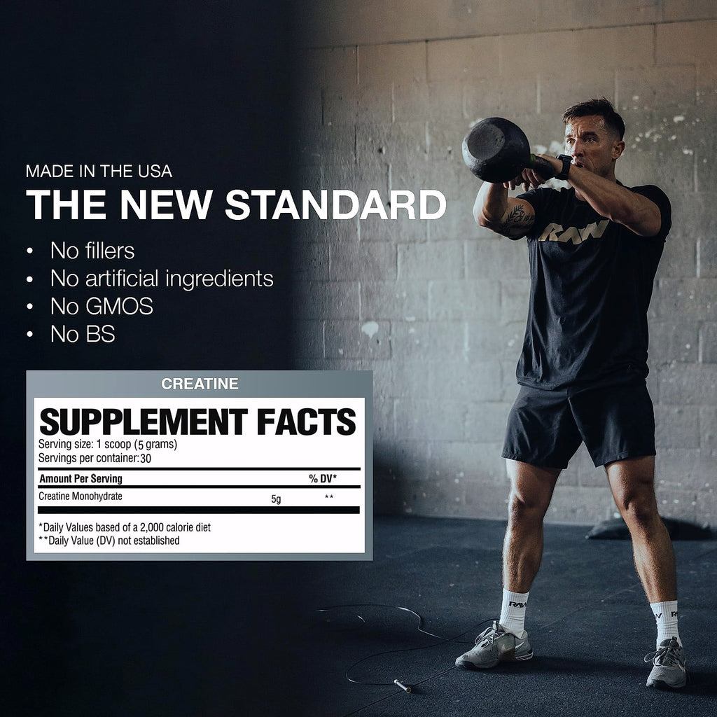 RAW Nutrition Creatine Monohydrate Powder, Unflavored 30 Servings