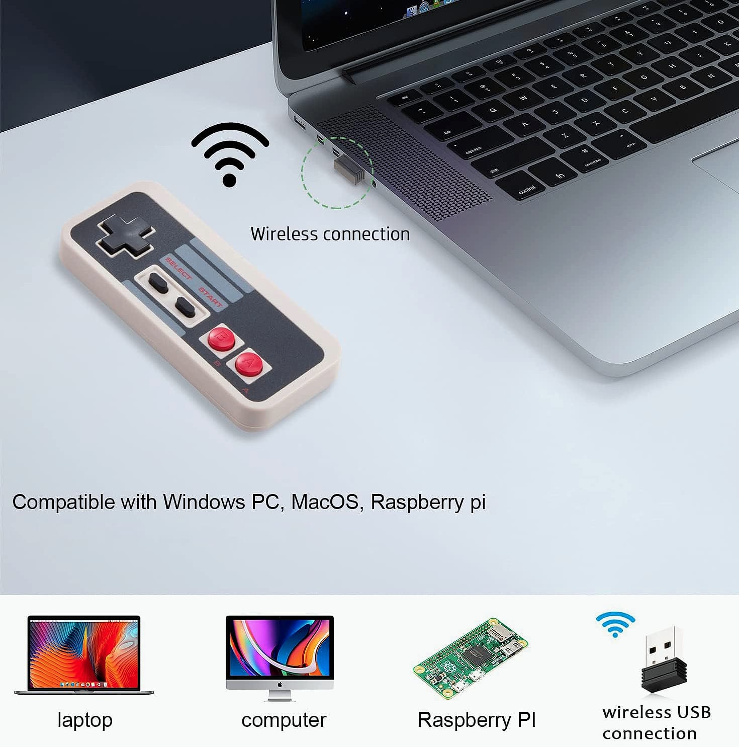 KIWITATA 2-Pack Wireless NES Controller for PC Retro Gaming