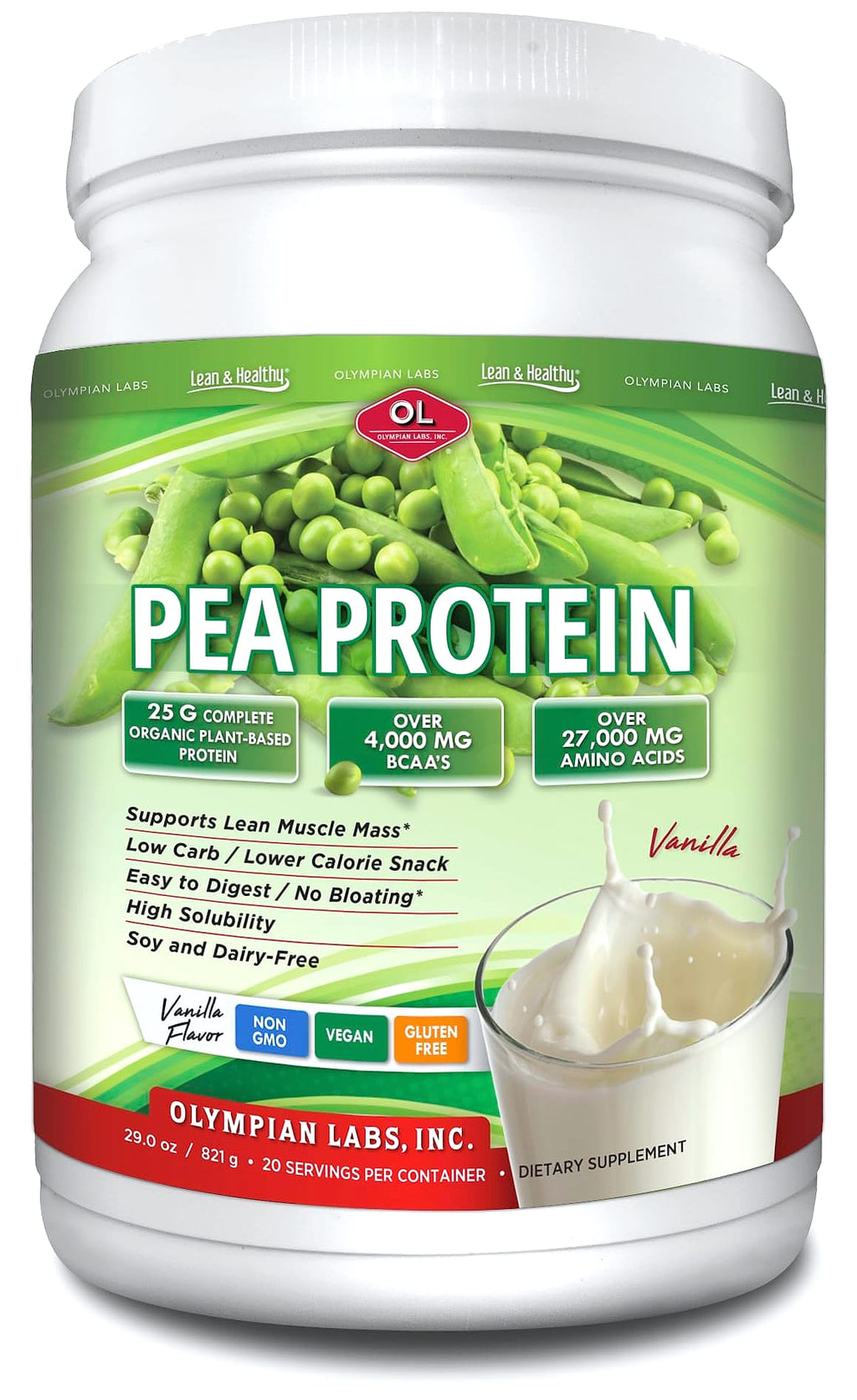 Olympian Labs Plant Based Pea Protein Powder Vanilla 25g