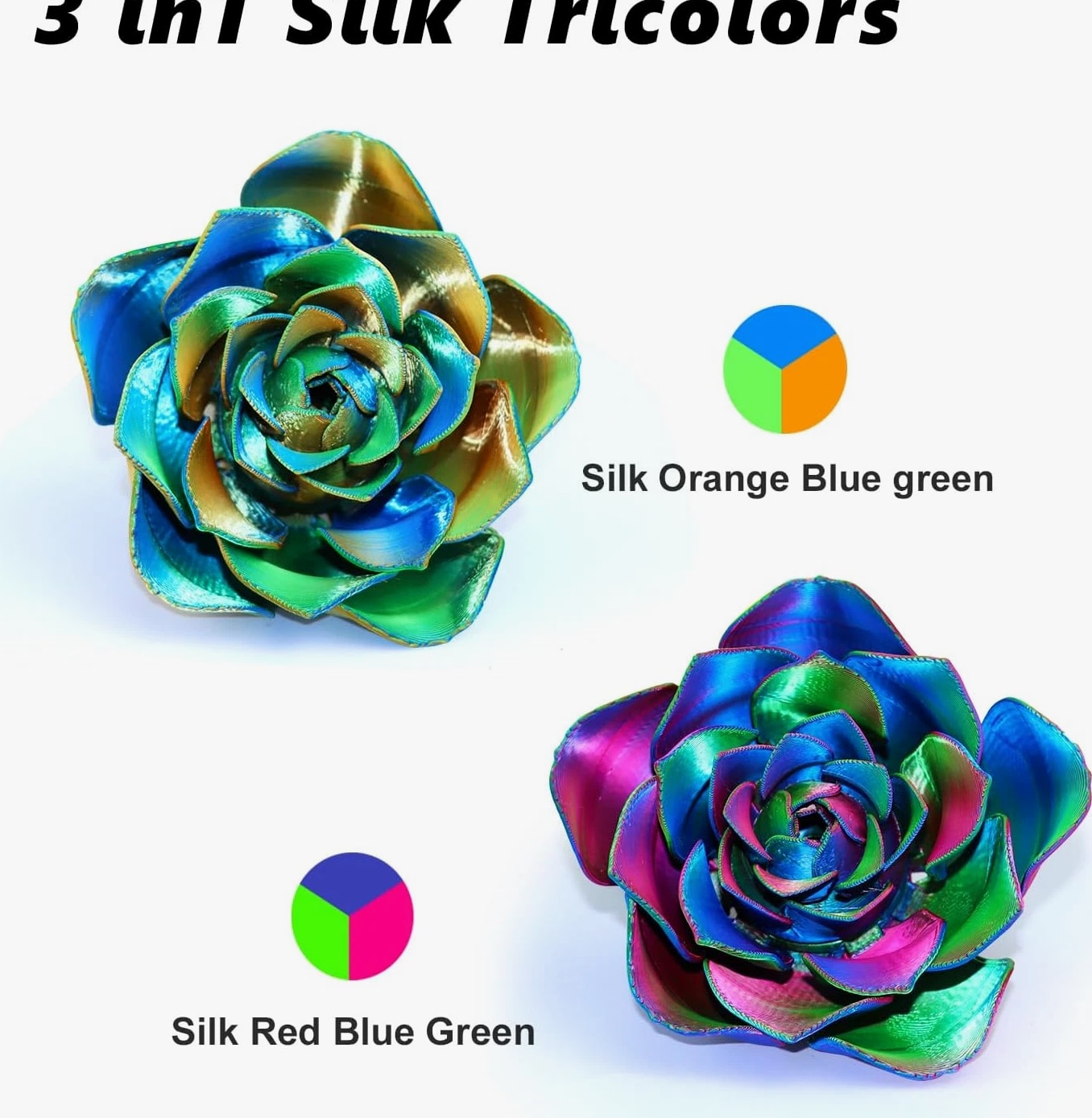 3D PLA Filament 1.75Mm Bundle - Tricolor 3D Printer Filament, Rainbow Silk