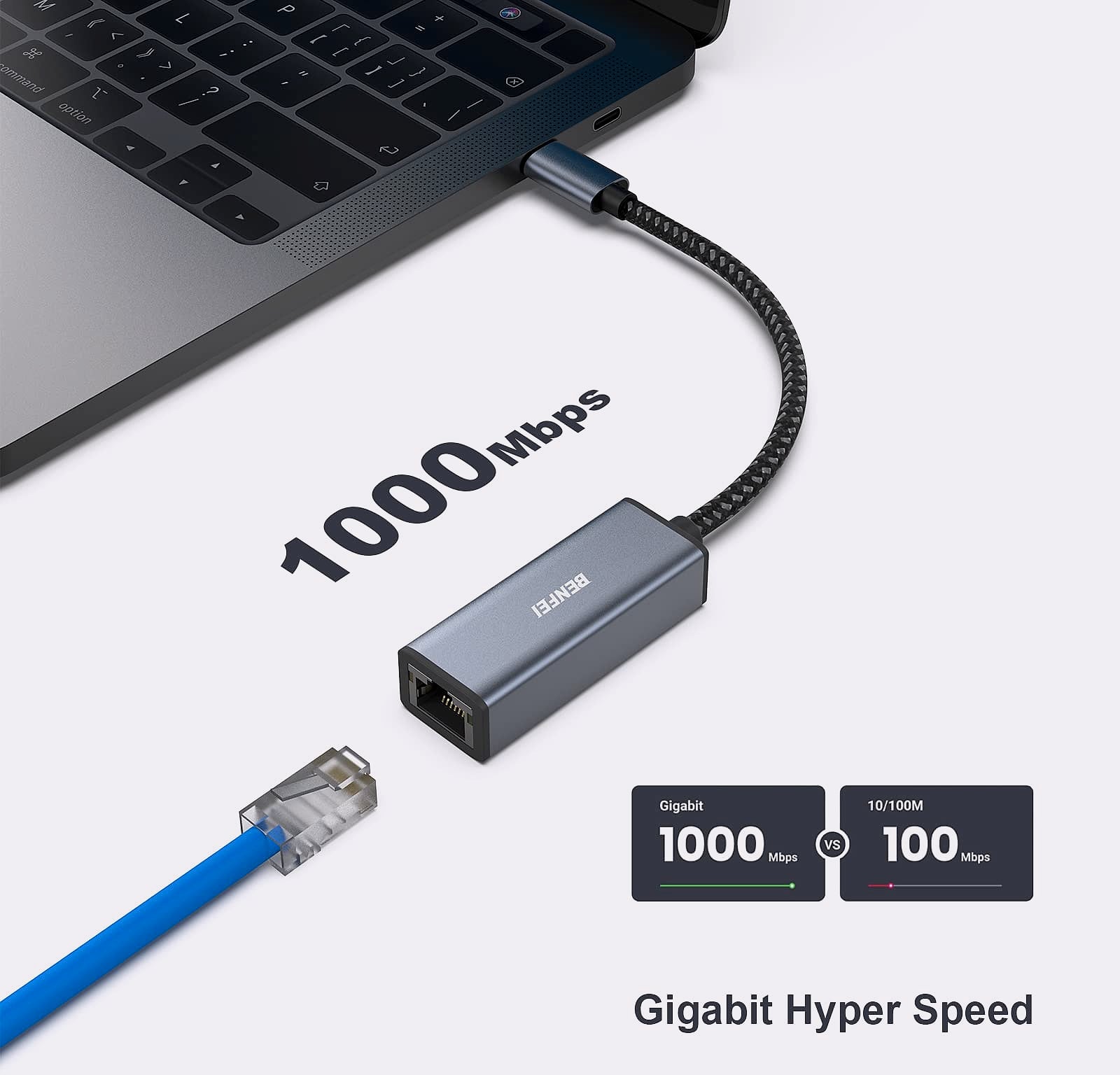 BENFEI USB-C to Ethernet Adapter, Gigabit RJ45