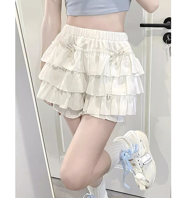 MEXZT Y2K Sweet Ruffles Mini Skirt with Bow
