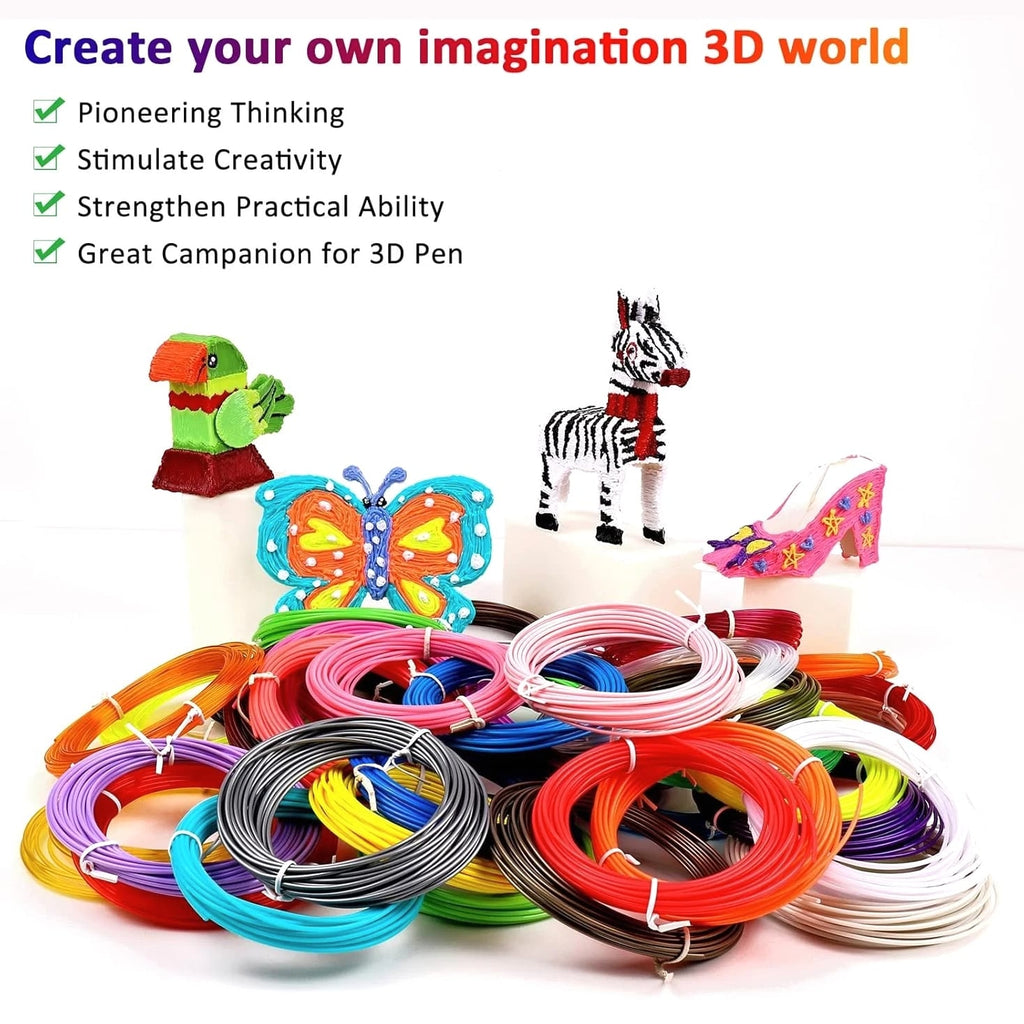 40 Colors 3D Pen Filament Refills 1.75mm PLA, Kid-Safe