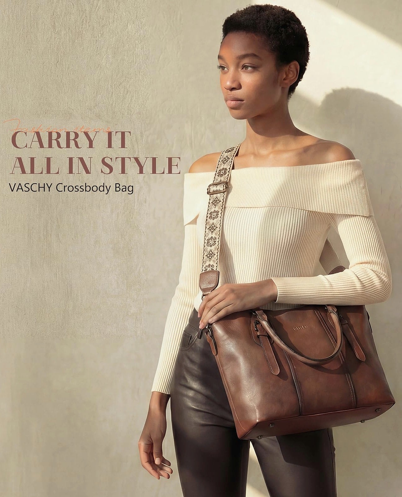 VASCHY Hobo Bag Women Vegan Leather Satchel Crossbody