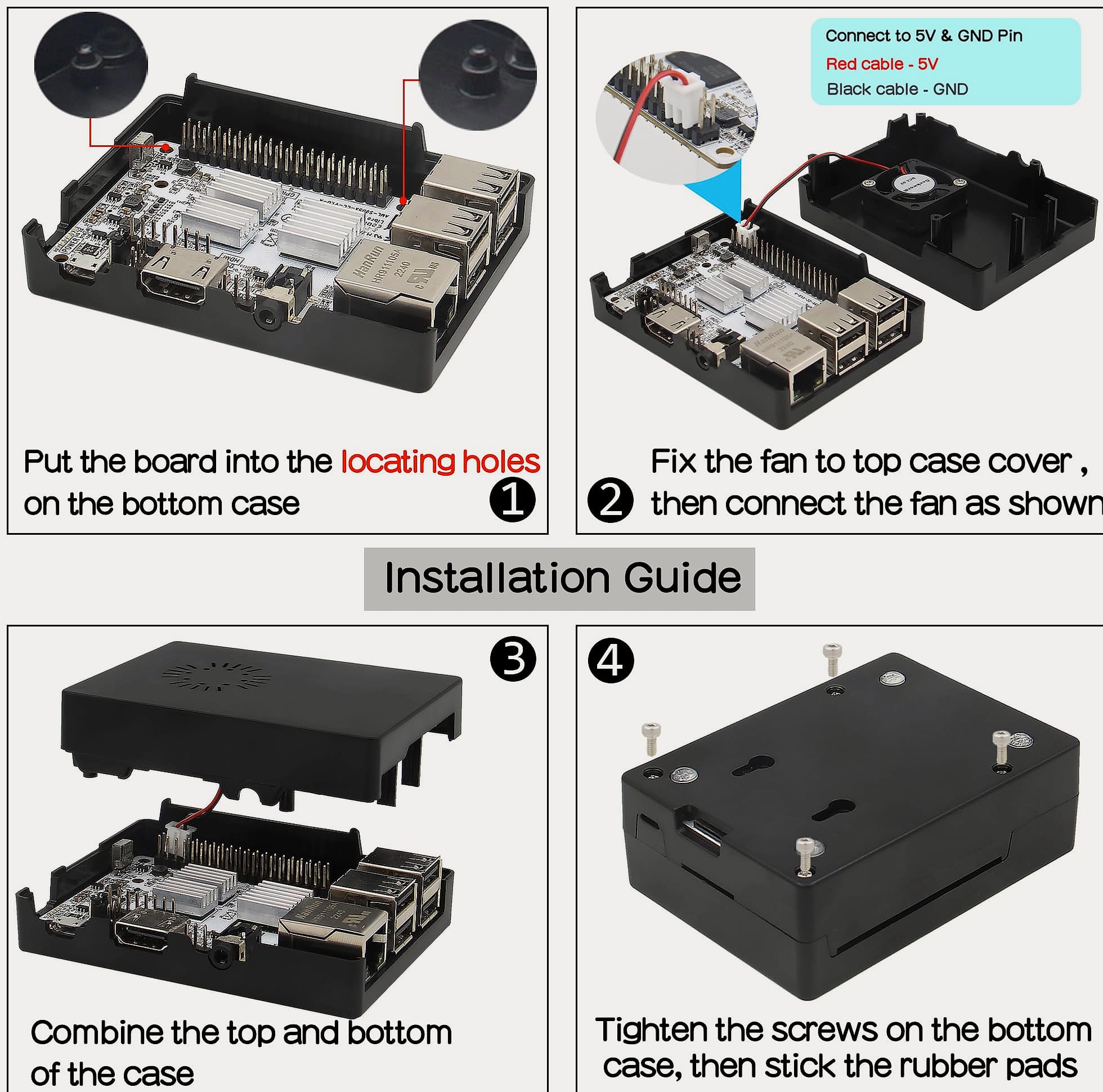 eleUniverse P363 ABS Case with Cooling Fan for Raspberry Pi 3B+