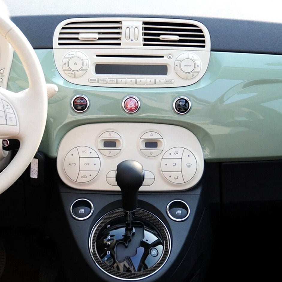 Carbon Fiber Gear Shift Cover Trim For 2012-2015 Fiat 500 Interior