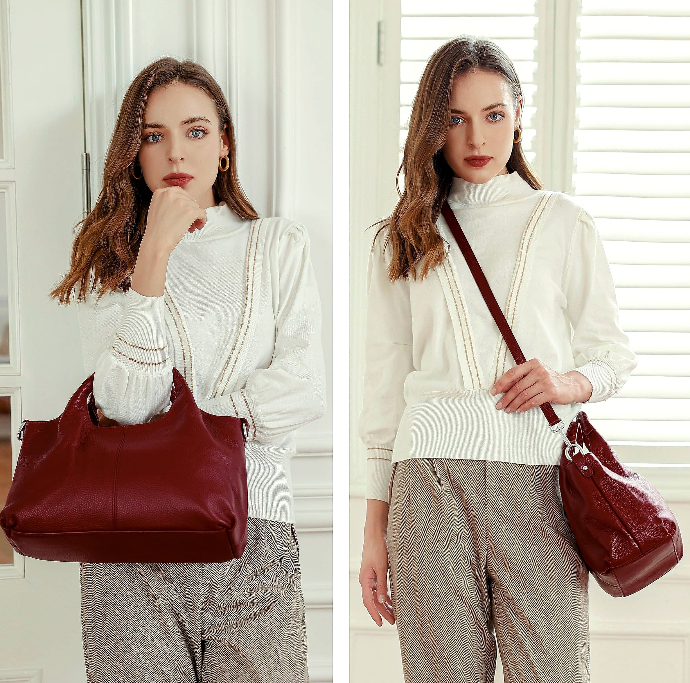 Iswee Genuine Leather Shoulder Bag Satchel Cross Body Tote