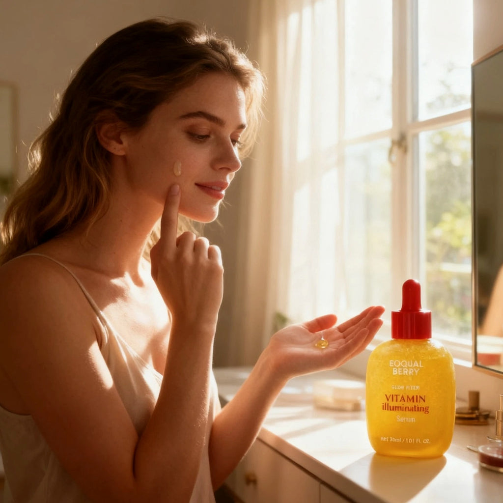 EQQUALBERRY Vitamin C Brightening Serum, Illuminating Facial Essence for Glowing Skin