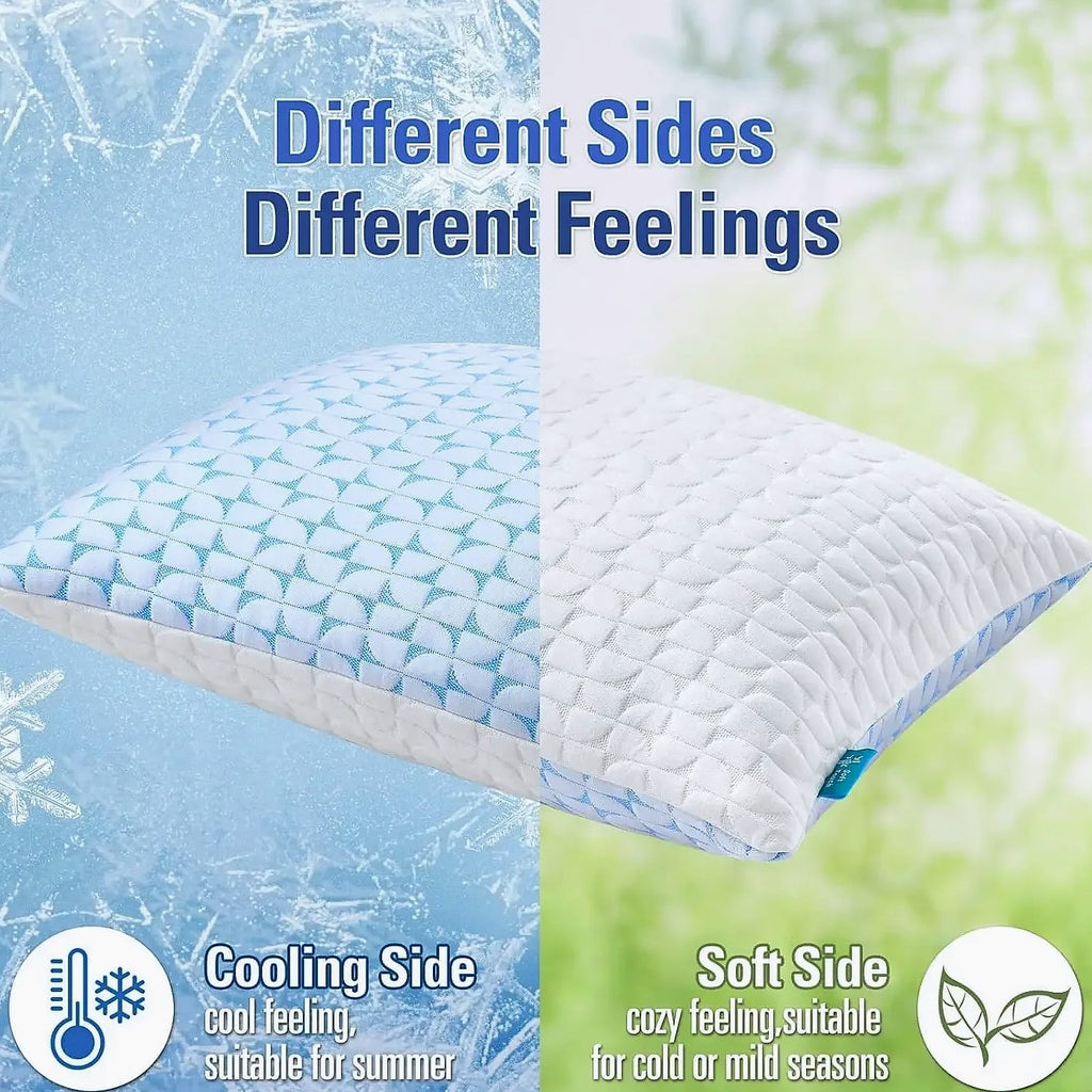 Shredded Memory Foam Pillows Queen/King Size Set of 2, Cooling Gel Pillow
