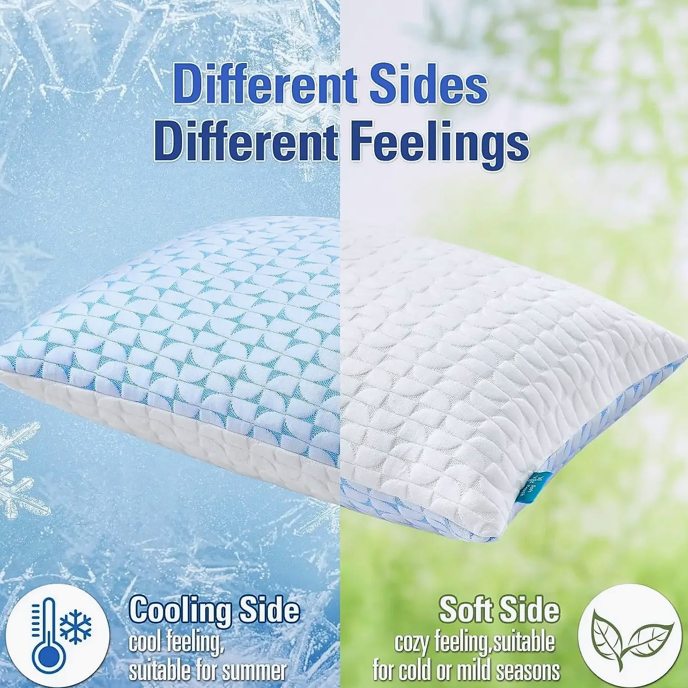 Shredded Memory Foam Pillows Queen/King Size Set of 2, Cooling Gel Pillow