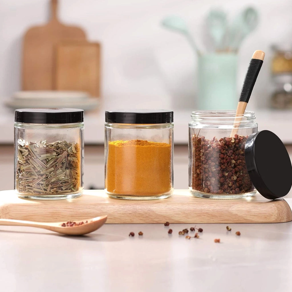 12 Pack 8 OZ Clear Candle Jars For Making Candle, Thick Glass Jars with Metal & Plastic Lids