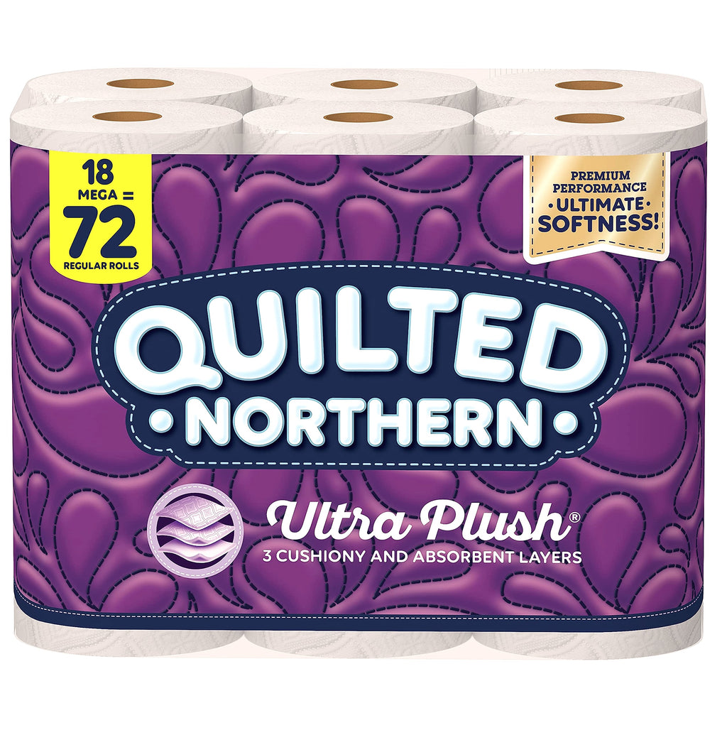 Quilted Northern Ultra Plush Toilet Paper, 6 Mega Rolls, 3-Ply Soft