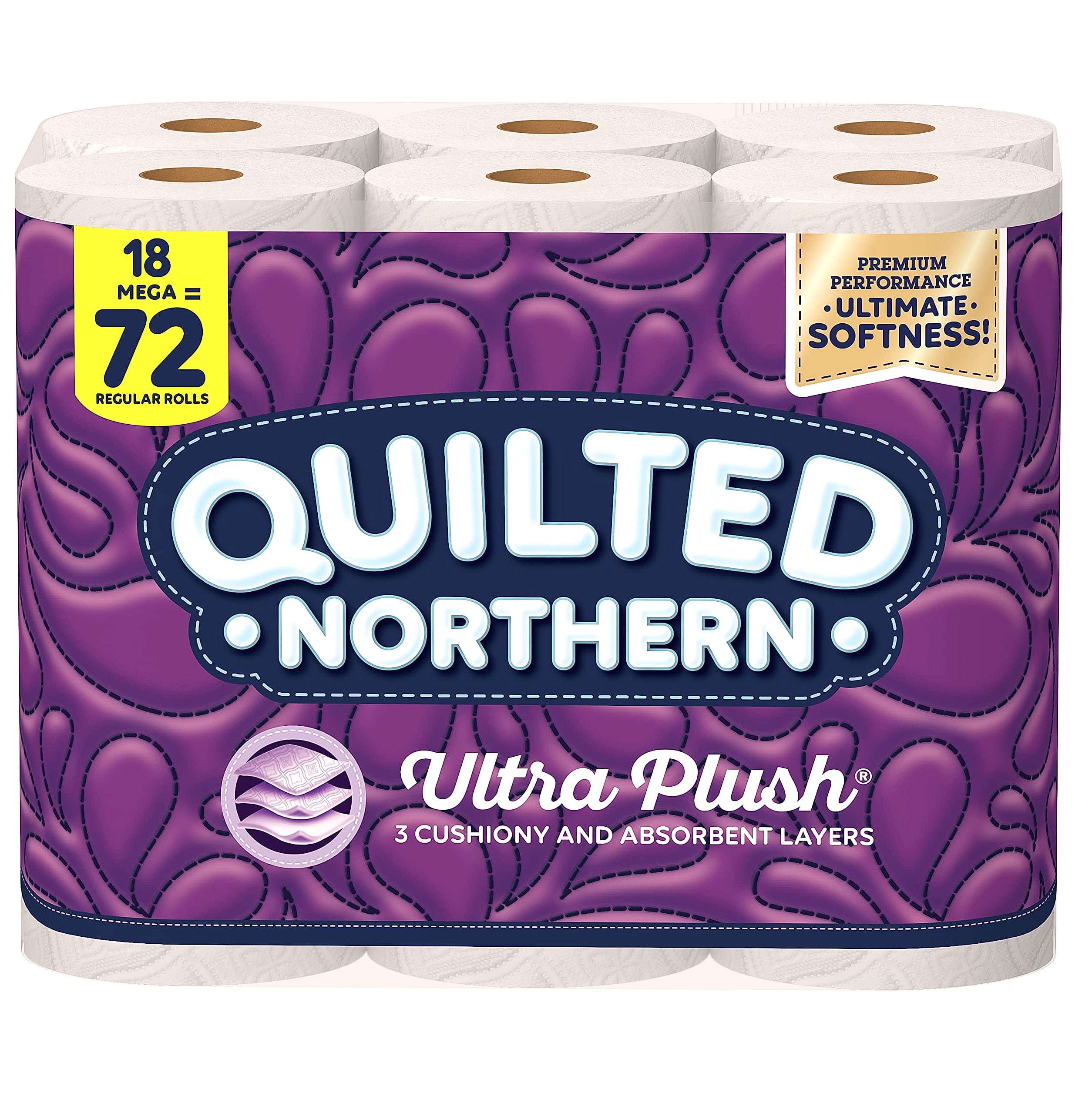 Quilted Northern Ultra Plush Toilet Paper, 6 Mega Rolls, 3-Ply Soft