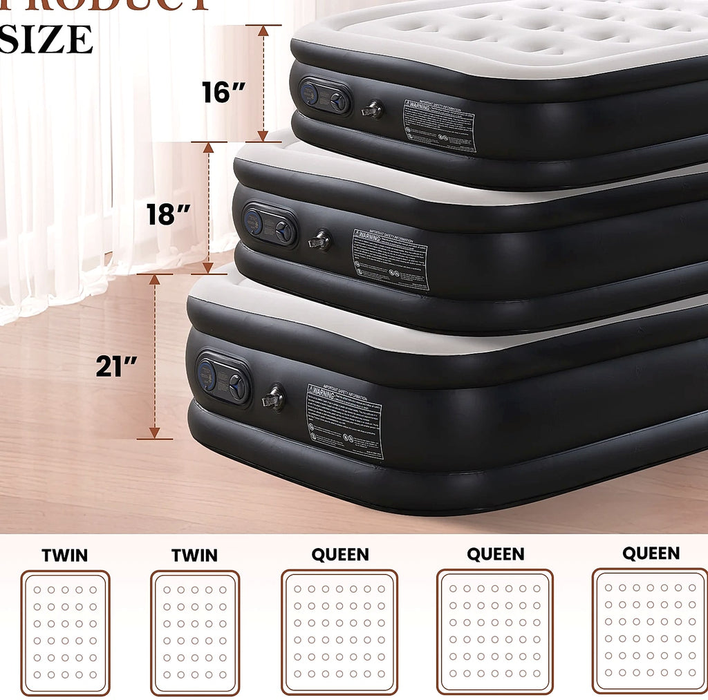 JHK Queen Twin Size Air Mattress Double Height 660 lbs