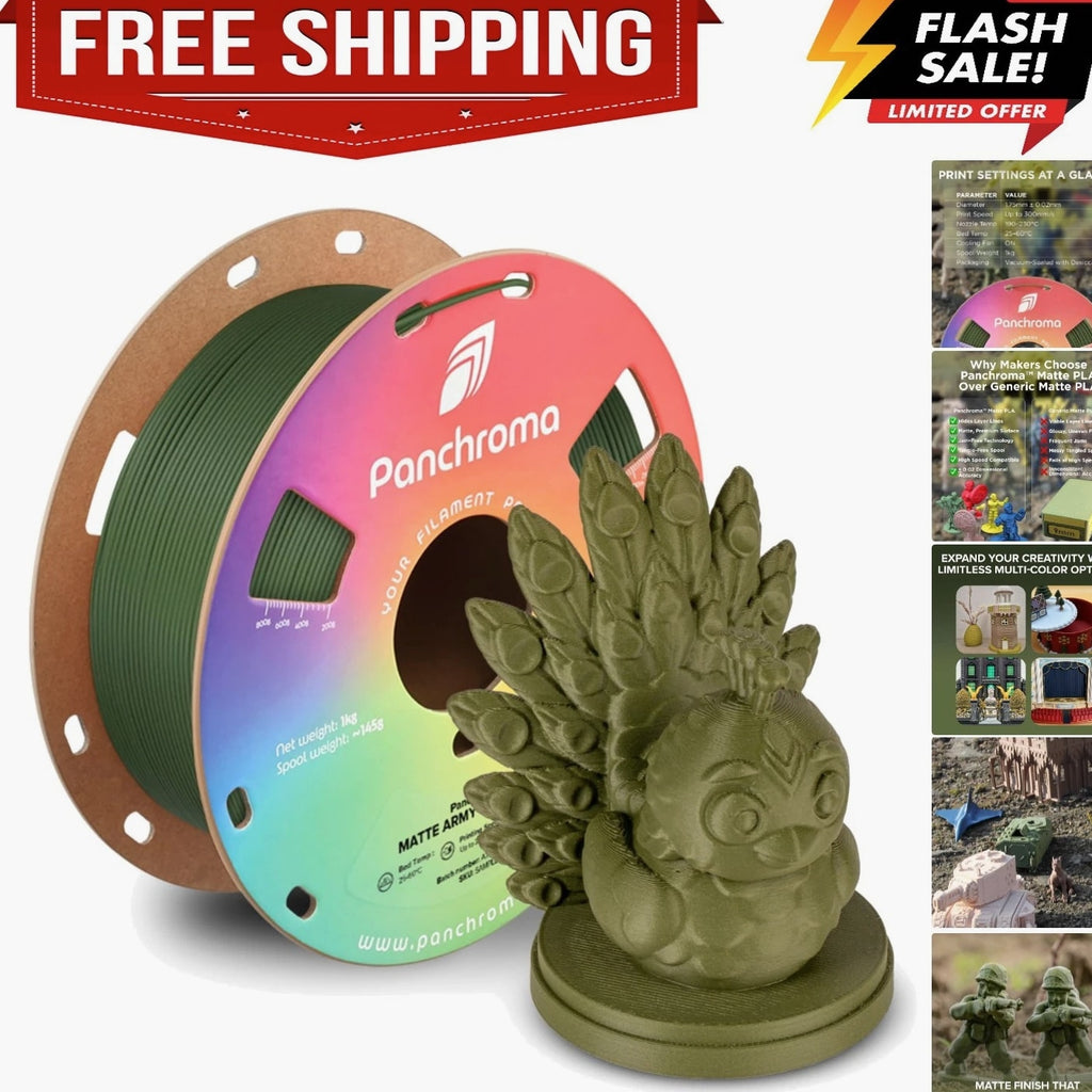 Panchroma Matte PLA Filament, Army Dark Green 1.75mm 1kg 3D Printing Filament...