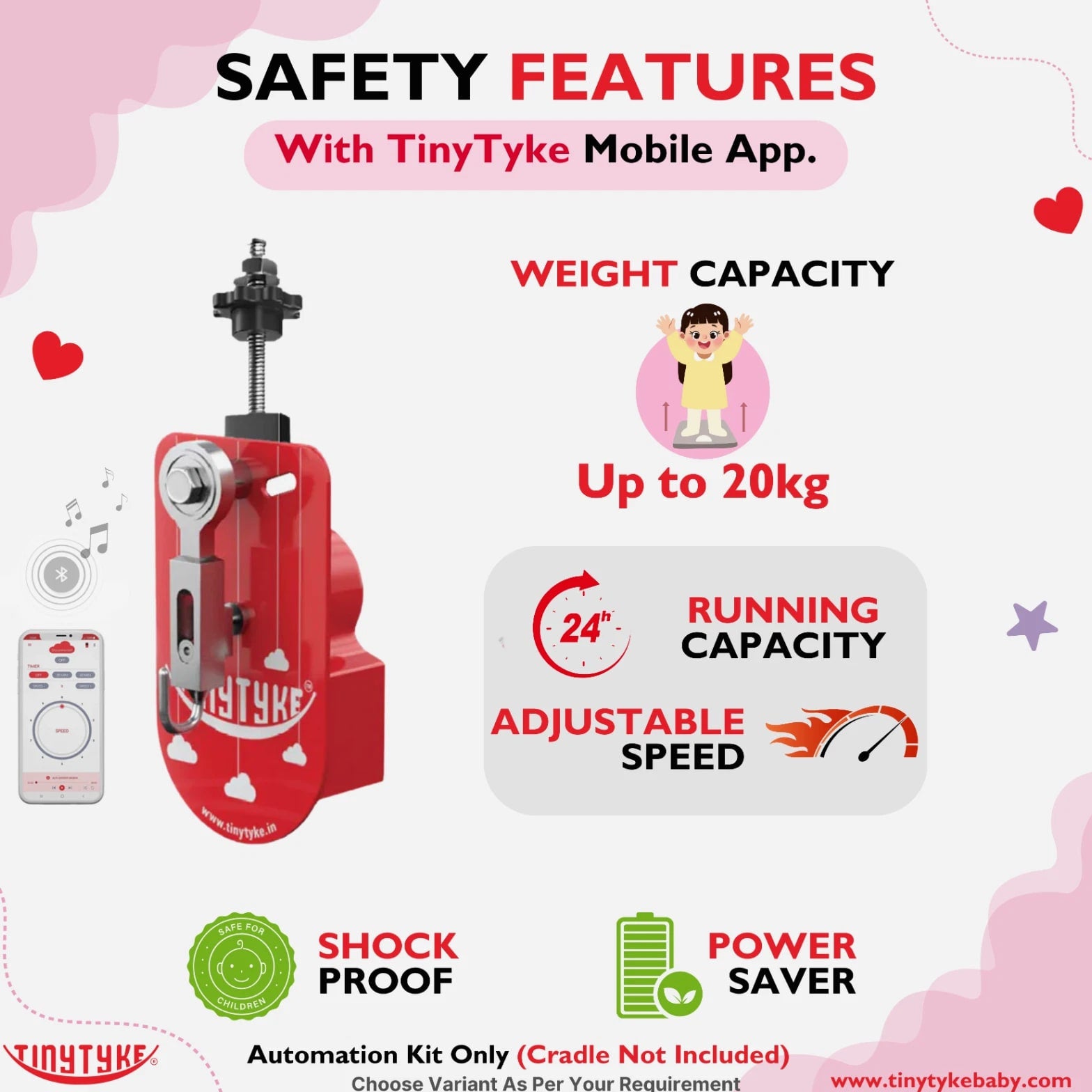 TinyTyke Baby Cradle Automation Kit with Mobile App | Automatic Swing Control