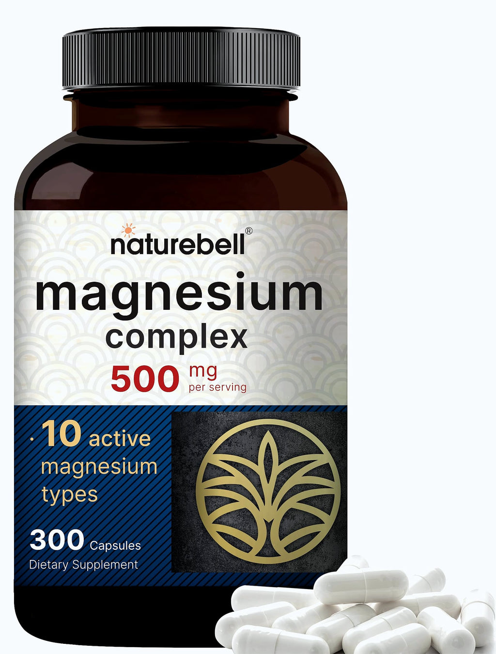 NatureBell Magnesium Complex 500mg, 300 Capsules Supplement