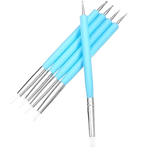 5 Pcs/set Soft Pottery Clay Tool Silicone & Stainless Steel Two Head Sculpting P