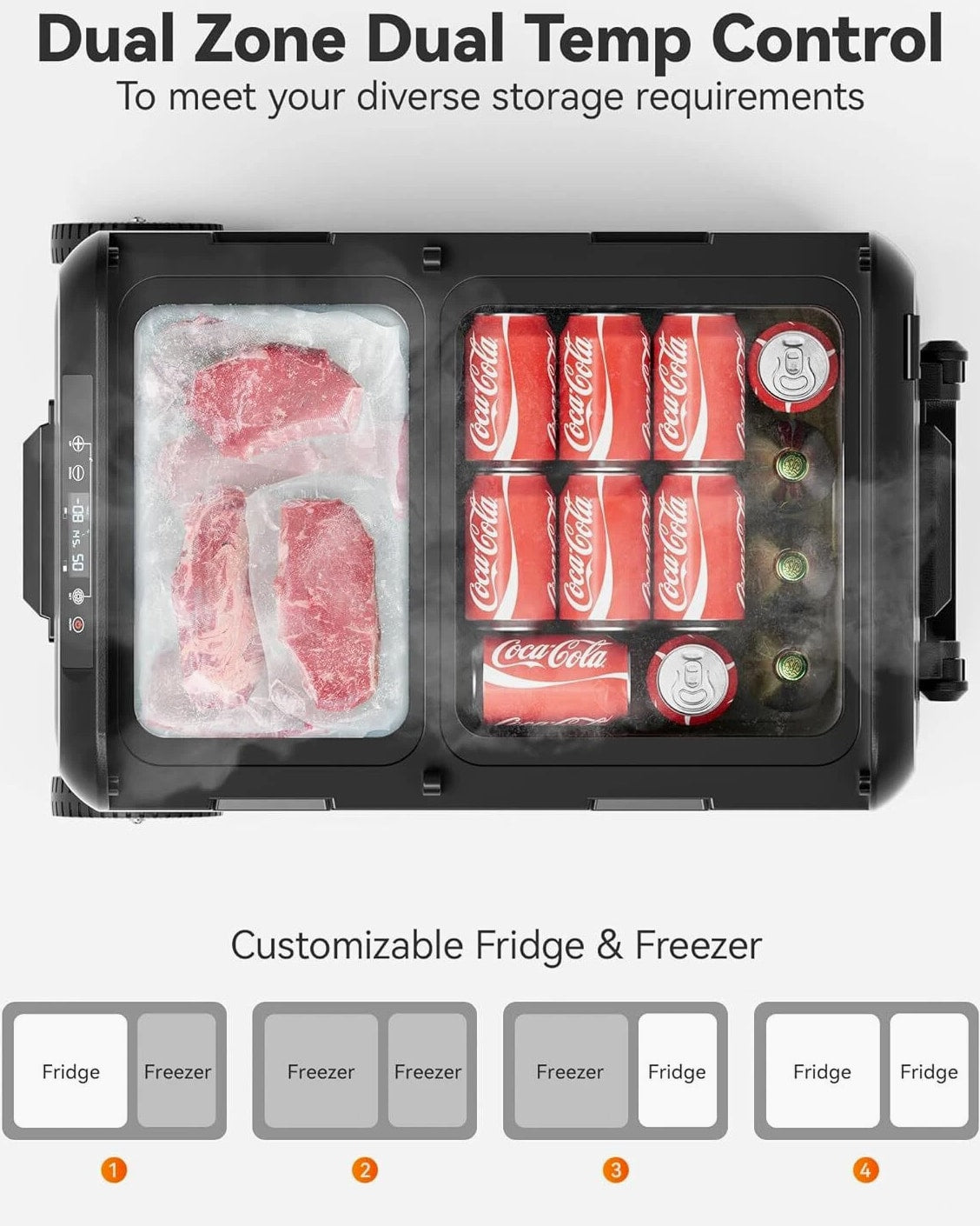 12 Volt Car Refrigerator Portable Freezer 39/48/58Qt Truck RV Fridge APP Control